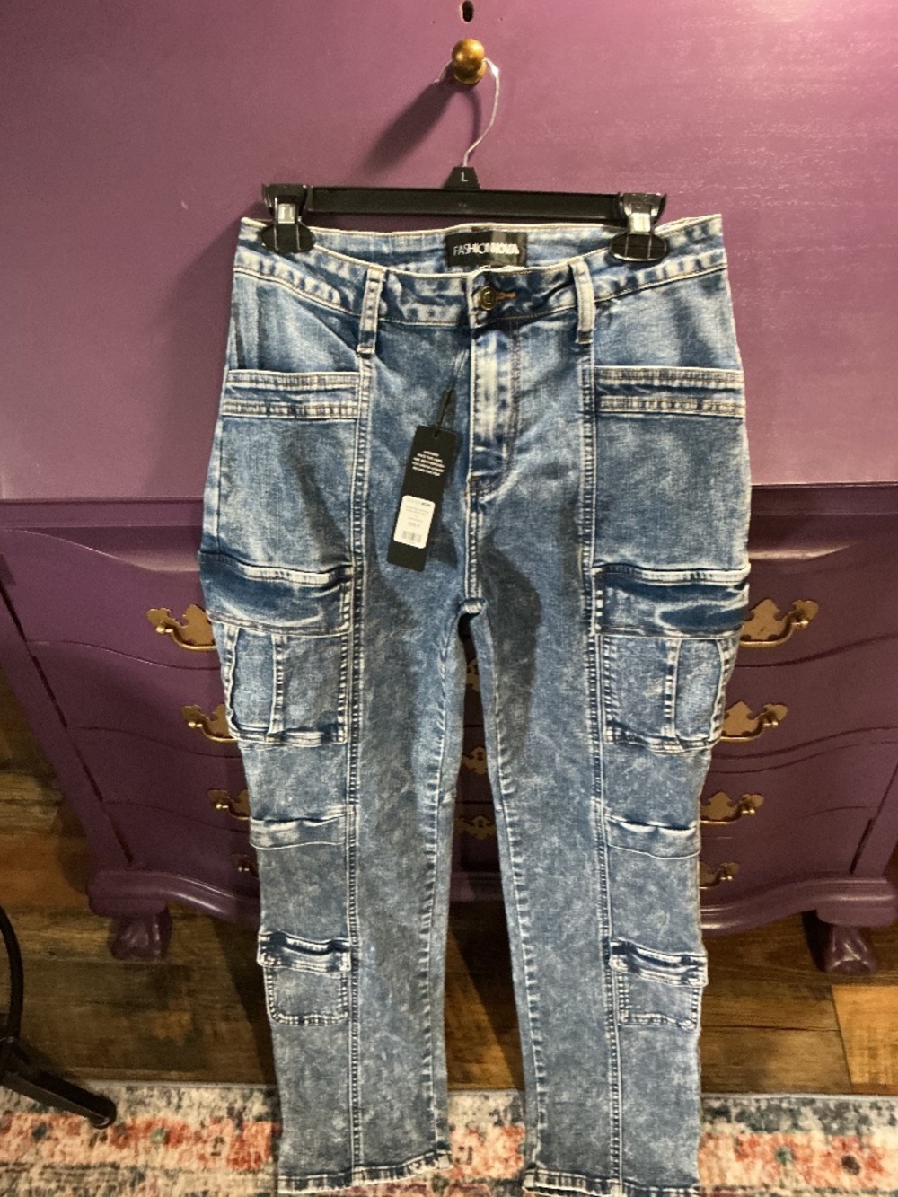 Acid Washed Cargo Jeans